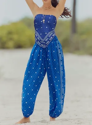 Anthropologie Celandine Sheer Smocked Star-Print Balloon Pants, Size S thumbnail 3