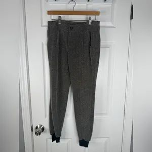 Sz 0 Free People Gray Herringbone Jogger Pants Pleated Trousers $158 MSRP thumbnail 2