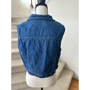 Vintage Denim Daisy Button Sleeveless Vest Cottage Western Boho Whimsygoth thumbnail 2