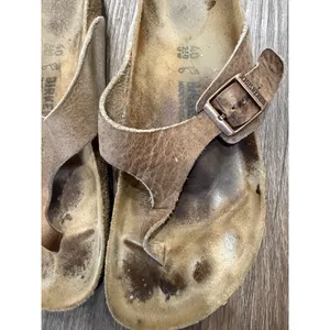 Birkenstock Gizeh Tobacco Brown Oiled Leather Thong Sandals Womens 40 L9 Regular thumbnail 2