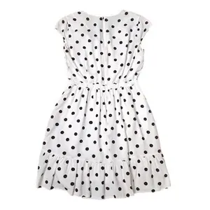 J.Crew Polka Dot Faux Wrap Mini Dress White Navy Blue Preppy Retro‎ Vibe Size 2 thumbnail 3