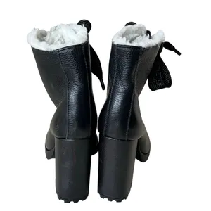 Schutz Zhara Winter Bootie Womens 8.5 B Black Lace Up Chunky Combat Boots Grunge thumbnail 8