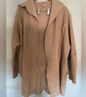 Intimately Free People hooded tan cardigan oversized thumbnail 1