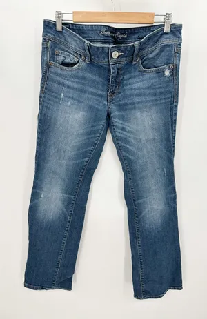 American Eagle‎ Y2K Mid Rise Slim Boot Denim Jeans Womens Size 12 Casual Staple thumbnail 1