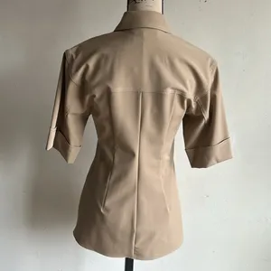 ZARA Short Sleeve Button Down Tan Tunic Top Sz XS NWT thumbnail 9
