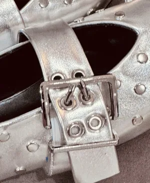 Silver Studded Mary Jane Flats Size 6 thumbnail 8