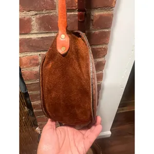 Vintage 70s Tooled Leather Suede Saddle Bag Western Crossbody Purse thumbnail 9