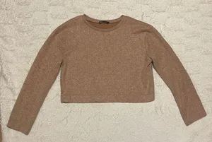 ZARA Fall Tan Cropped Long Sleeve thumbnail 1