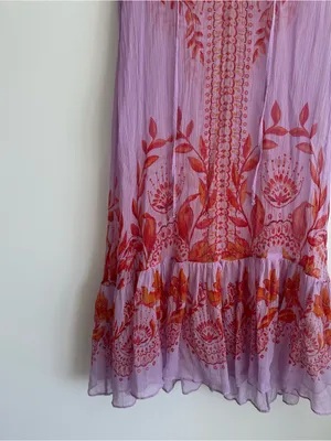Anthropologie Floreat Wisteria Silk Sheer Boho Dress thumbnail 7