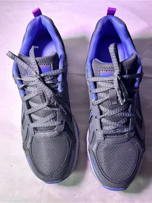 Skechers Gray Athletic Walking Shoe with Purple & Light Blue Accents thumbnail 4