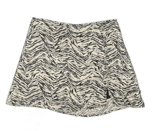ZARA Womens Zebra Print Satin Mid-Rise Mini Skort Size M Black and White thumbnail 2