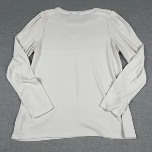 Well Worn T-Shirt Womens L White Crew Neck Long Sleeve Pointelle Knit Top thumbnail 9