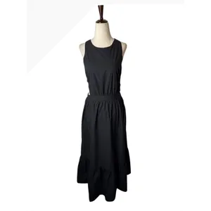 English Factory Midi Dress Women Small Black Criss Cross Open Back Cutout Boho thumbnail 3
