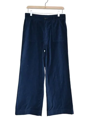 FRYE Womens 27 Camber Wide Leg Crop Velvet Pant in Midnight Blue thumbnail 2