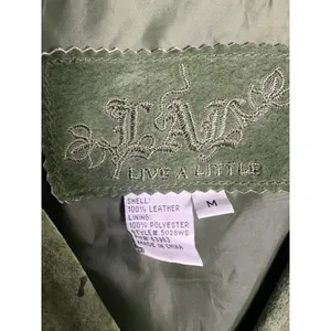 VTG Live A Little Green Suede Leather Jacket Wm MD Boho Y2K 90 Punk Gilmore Girl thumbnail 3