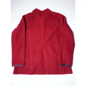 Charter Club Womens L Red 100% Wool Jacket 4 Pocket Button Front Leather Trim thumbnail 15