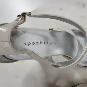 Apostrophe Cate Heels Womens 7.5 White Leather Square Toe Bridal‎ Wedding Party thumbnail 2