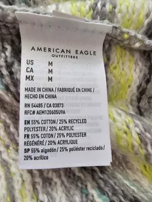 American Eagle Gray Fair Isle Nordic Knit Sweater - Yellow & Blue, Size M NWT thumbnail 5