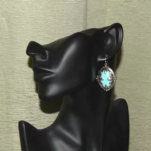 Oval Shaped Boho Turquoise Earrings Blue thumbnail 7
