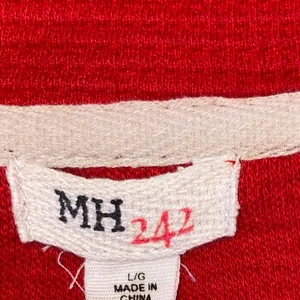 Red Waffle Knit Jacket‎ Button Front Cozy Cardigan Pockets Large MH 242 thumbnail 6