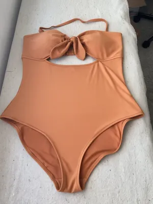 Aerie Swimsuit Copper Halter Knot Cutout One Piece Swimsuit Size Large thumbnail 4
