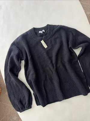 NWT Madewell Black Balloon Sleeve Stretchy Longsleeve Sweater XXS thumbnail 3