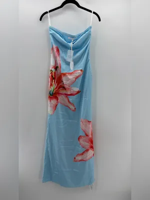 Revolve More To Come Lyza Strapless Maxi Dress in Blue Floral thumbnail 5