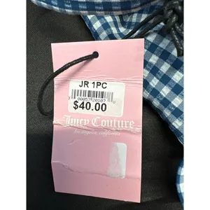 Juicy Couture Seersucker Lined Blue Gingham Zipper Front women sz L thumbnail 9