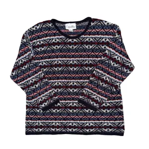 Vintage Fair Isle Sweater Cosby Retro Cabincore Cozy Grandmacore Shoulder‎ Pads thumbnail 1