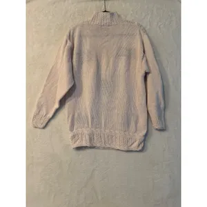 Vintage‎ American Eagle Hand Knit Floral Cable Knit Sweater Cream Medium thumbnail 5