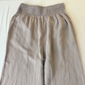 Calypso St. Barth Smocked Linen Blend Wide Leg Pants Womens L Tan Beachy Relaxed thumbnail 9