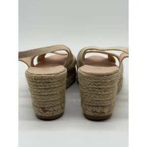 Viscata Espadrille Wedge Sandals Womens 40 US 8.5-9 Beige Canvas Slingback Spain thumbnail 6