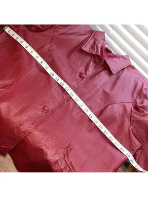 Vintage red leather jacket 80s 90s plus size leather coat button dressy thumbnail 8