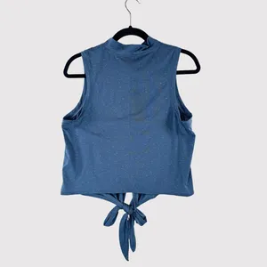 Lululemon Women Top Blue Time to Restore Mock Neck Tank Front Tie Stretch Size 8 thumbnail 3