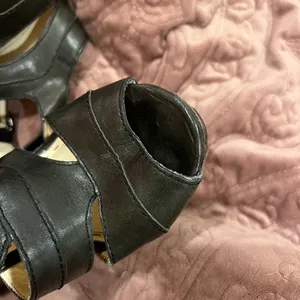Coach Dark Brown Leather Wedge Sandals thumbnail 5
