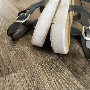 Sole Mates Black/Tan Faux Leather Sandals Ladies Size M 7/8 thumbnail 6