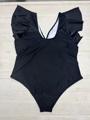 Plus Size Tummy Control Swimsuit Full Coverage Retro Ruffle Swimwear thumbnail 2