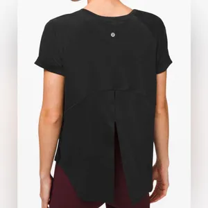 Lululemon Open Up Tie Back Tee Black Women Sz S/M thumbnail 2