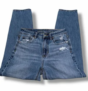 American Eagle High-Waisted Distressed Straight Leg Jeans Size 00‎ Short thumbnail 1