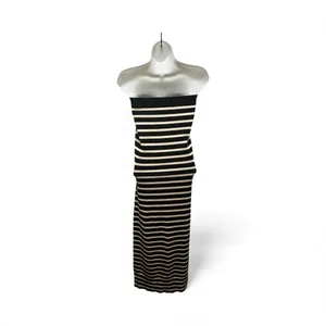 J. Crew Cyan Striped black White Strapless Knit Maxi Tube Dress L Resort Wear thumbnail 5