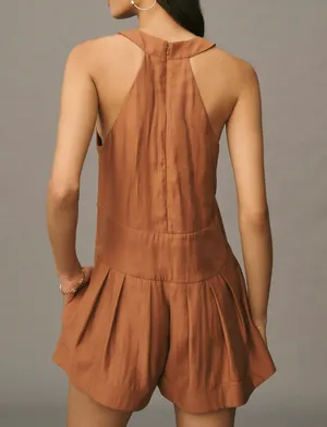 Anthropologie Sleeveless V-neck Pinafore Romper, Size S thumbnail 4
