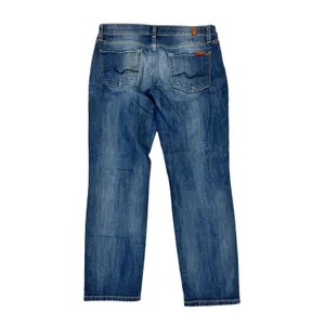 7 For All Mankind Roxanne Crop Jeans‎ Medium Wash Blue Denim Slim Fit Size 30 thumbnail 5