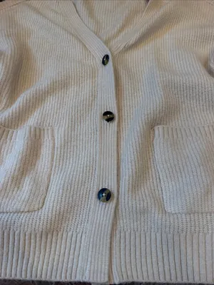Motherhood Maternity Cream Button-Front Knit Cardigan Sweater - Large - C73-028 thumbnail 3