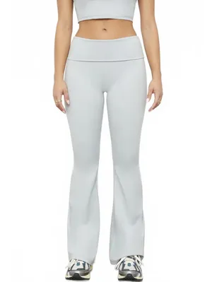 PacSun 1980 PAC WHISPER Active Gray Fold-Over Waistband Flare Yoga Pants NWT XL thumbnail 2
