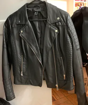 Black Faux Leather Jacket Size L thumbnail 2