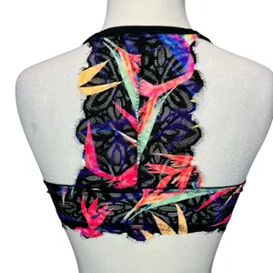PINK Victorias Secret Push‎ Up Bra 34B Black Lace Floral Racerback Front Closure thumbnail 4