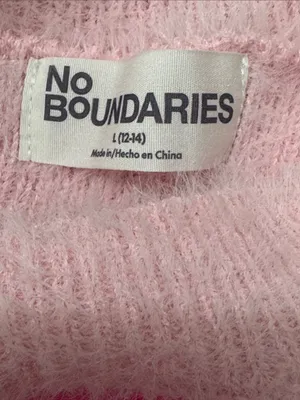 No Boundaries Pink Fuzzy Crewneck Sweater with Hot Pink Stripes thumbnail 6