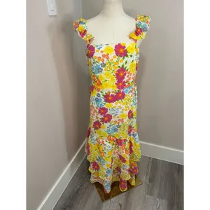 Baltic Born Dani Ruffle Tiered Midi Dress | Multi Floral Size M thumbnail 2