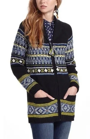 Anthropologie SPARROW Batley Fairisle Black Cardigan Sweater Fair Isle Large thumbnail 1
