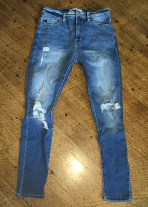 Kancan distressed skinny crop 7/27 destroyed jeans thumbnail 1